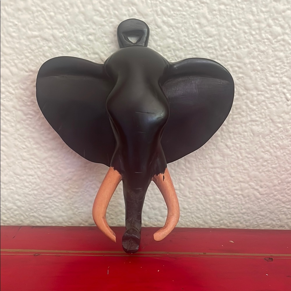 Small Handmade Black Elephant Wall Mask